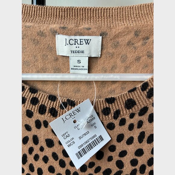 J. Crew NWT Cheetah Teddie Cotton Sweater - Size S - Picture 4 of 7